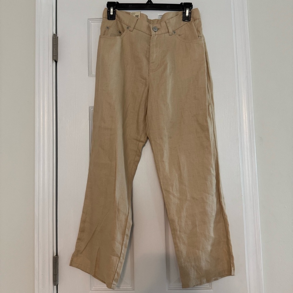 Ralph Lauren Women's‎ Tan Wide-Leg Linen Pants